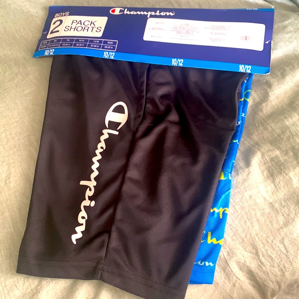 Champion Black and blue two pack youth boy shorts